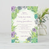 多肉質結婚の水色 招待状 (スタンド正面)