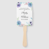 多肉質結婚式 プログラム扇風水色の花 ハンドファン (正面)