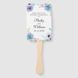 多肉質結婚式 プログラム扇風水色の花 ハンドファン