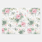 多肉質金ゴールドの緑とピンクのエレガント花 ラッピングペーパーシート (正面)
