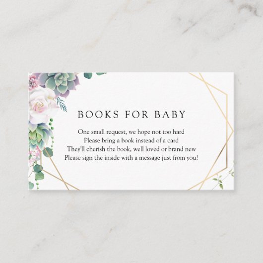 多肉質金ゴールドフレームブックリクエスト エンクロージャーカード (正面)