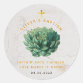 多肉質金ゴールド信仰が種バプテスマを支持する ラウンドシール (正面)