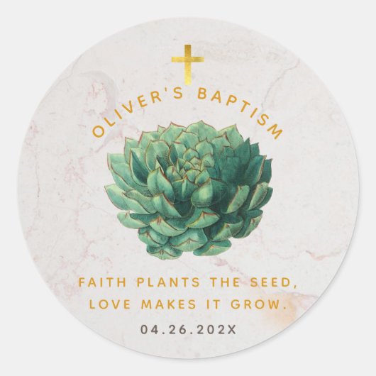 多肉質金ゴールド信仰が種バプテスマを支持する ラウンドシール (正面)