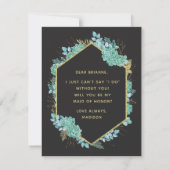 多肉金ゴールドフレームは私のメイド・オブ・オーナー(花嫁付き添い人) 招待状 (裏面)