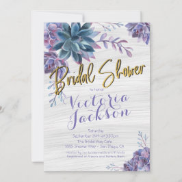 多肉金箔水彩ブライダルシャワー 招待状