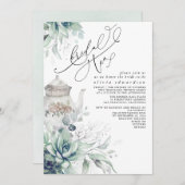 多肉銀緑ブライダルシャワー茶パーティー 招待状 (正面/裏面)