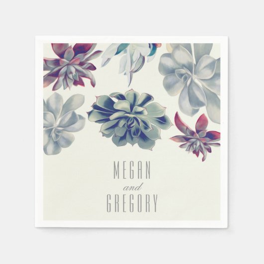 多肉類フローラ庭園の結婚式 スタンダードカクテルナプキン (正面)