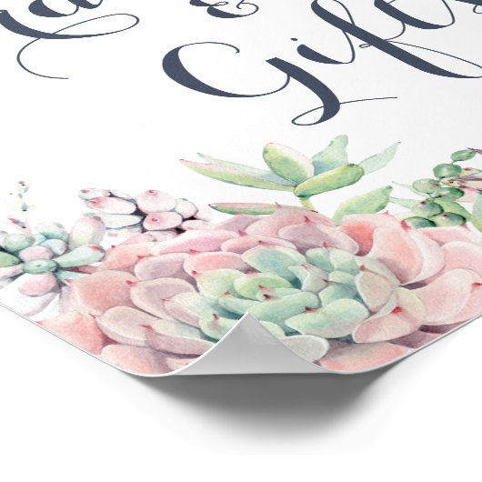 多肉類フローラ赤面緑のカードのギフトサイン ポスター (角)