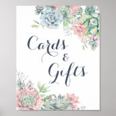 多肉類フローラ赤面緑のカードのギフトサイン ポスター (正面)