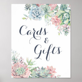 多肉類フローラ赤面緑のカードのギフトサイン ポスター