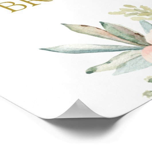 多肉類ブライダルシャワーウェルカムサイン ポスター (角)