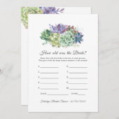 多肉類ブライダルシャワーゲーム 招待状 (正面/裏面)