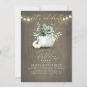 多肉類及びカボチャ秋素朴誕生日 招待状 (正面)