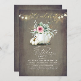 多肉類及びカボチャ秋素朴誕生日 招待状