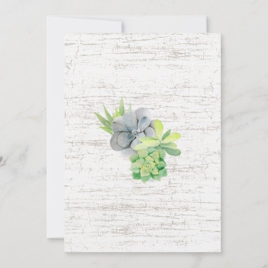 多肉類及び樺の木リースブライダルシャワー 招待状 (裏面)