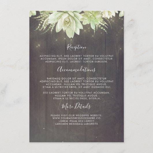 多肉類素朴の結婚情報ゲスト エンクロージャーカード (正面)