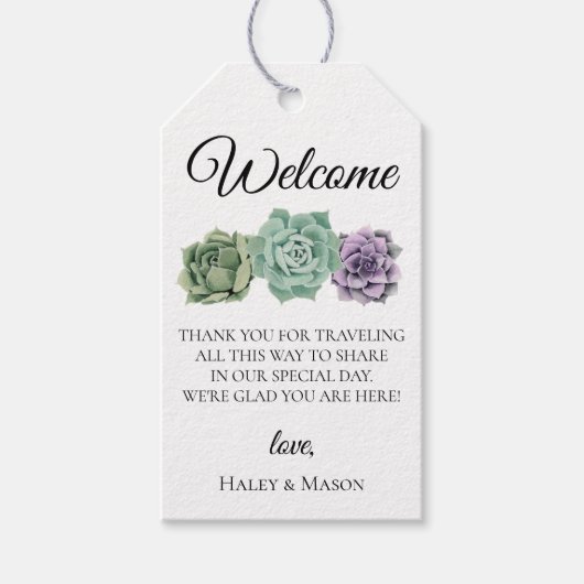 多肉類結婚の歓迎バッグ ギフトタグ (正面)