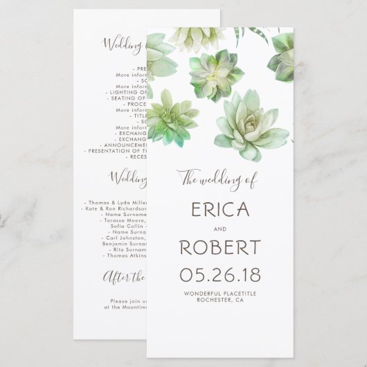 多肉類結婚式 プログラム (正面/裏面)
