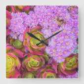 多肉類 スクエア壁時計 (正面)