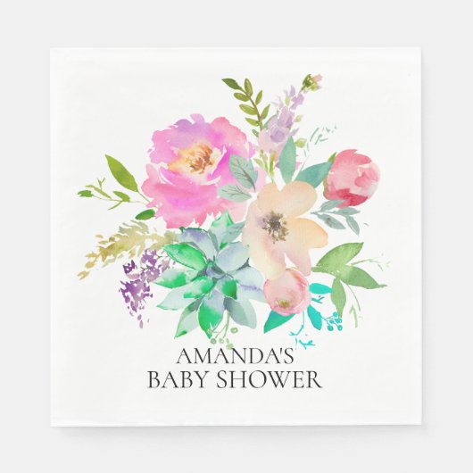 多肉類&フローラシャワー紙ナプキンス スタンダードランチョンナプキン (正面)