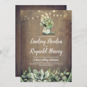多肉類 |素朴緑の国のバ結婚ン 招待状 (正面/裏面)