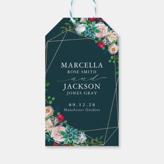 多肉類&金ゴールドシック結婚ズ ギフトタグ (裏面)