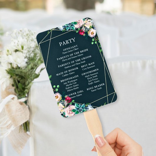 多肉類&金ゴールドシック結婚式 プログラム ハンドファン