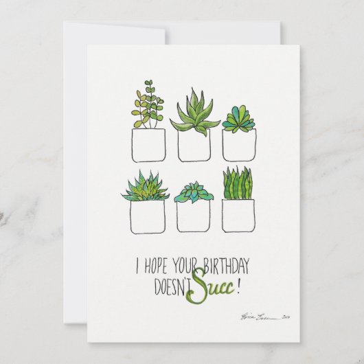 多肉食おもしろいの誕生日カード、植物のパンプカード サンキューカード (正面)