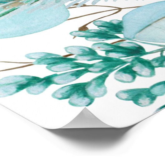 多肉食の歓迎サイン。ミント結婚フローラ ポスター (角)