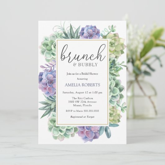 多肉食ブランチとバブリーブライダルシャワー 招待状 (スタンド正面)