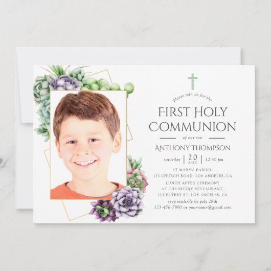 多肉食幾何写真第1聖餐式 招待状 (正面)