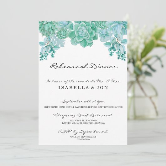 多肉食結婚のリハーサルディナー招待状 招待状 (スタンド正面)