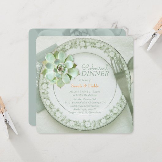 多肉食結婚のリハーサルディナー 招待状 (正面/裏面インサイチュ)