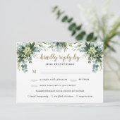 多肉食選択ユーカリプスグリーン結婚リー 出欠カード (スタンド正面)