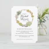 多肉、小枝、石 | ブライダルシャワー 招待状 (スタンド正面)