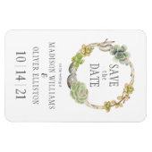 多肉、小枝、石 |日付の保存 マグネット (横)