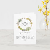 多肉、小枝、石 | 母の日 カード (黄色い花)