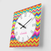 多色のなシェブロンのジグザグ形は一流の柱時計をからかいます スクエア壁時計 (傾斜)