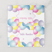 多色のバルーンバースデーパーティーをテーマにした プレイスカード (外部開封)