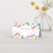 多色のバルーンバースデーパーティーをテーマにした プレイスカード (裏面)