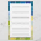 多色のピクセル化された正方形を持つ横 便箋 (正面)