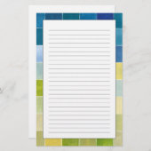 多色のピクセル化された正方形を持つ横 便箋 (正面/裏面)