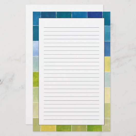 多色のピクセル化された正方形を持つ横 便箋 (正面/裏面)