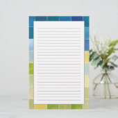 多色のピクセル化された正方形を持つ横 便箋 (スタンド正面)