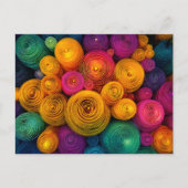 多色の同心円の抽象的なテクスチャ ポストカード (正面)