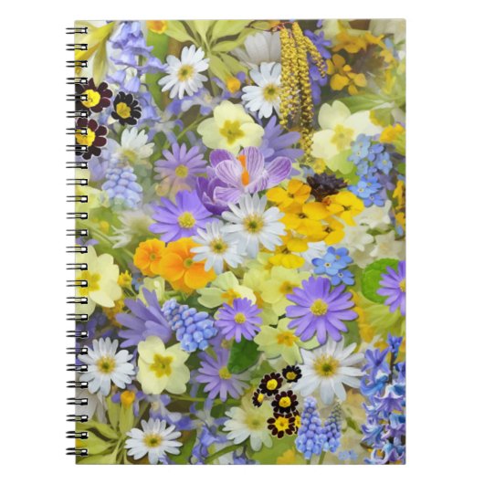 多色の花柄背景パターン ノートブック (正面)