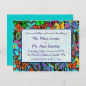 多色の蝶の招待状 長方形 招待状 (正面/裏面)