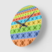 多色の韓国国旗アートプリント ラウンド壁時計 (傾斜)