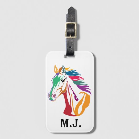 多色の馬 ラゲッジタグ (正面縦)