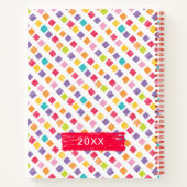 多色クレヨン四角形パターン ノートブック (裏面)